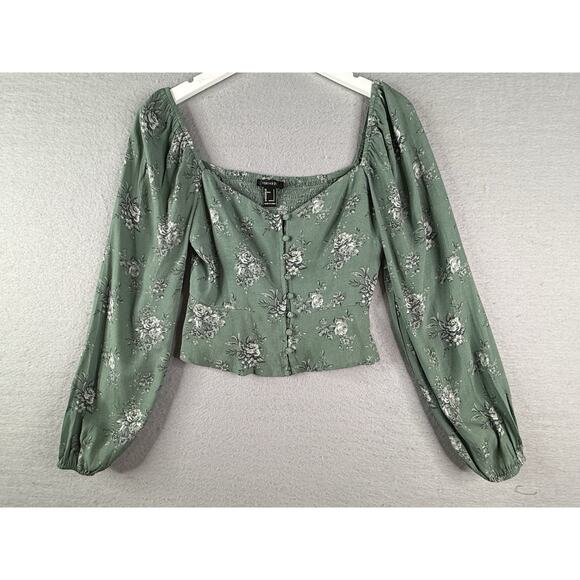 Forever 21 Tops - Forever 21 Top Womens Sz S Milkmaid Prairie Cottagecore Fairycore Feminine Green